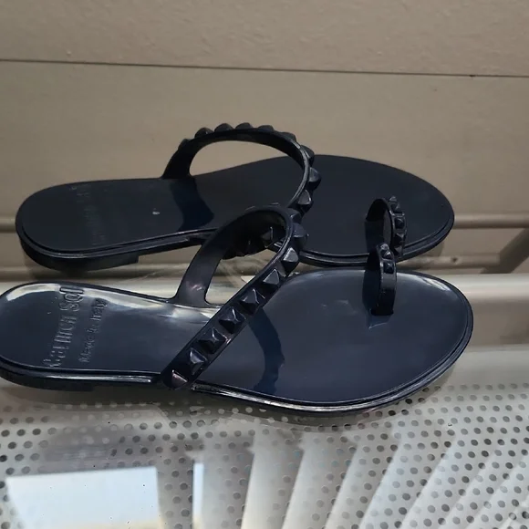 Carmen Sol Blue Studded Jelly Sandals Toe Ring Slides Women’s - Picture 2 of 7